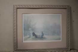 A FRAMED AND GLAZED LIMITED EDITION PRINT, SIGNATURE INDISTINCT