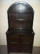 AN OAK DOMED WALL DISPLAY UNIT