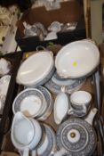 TWO TRAYS OF WOOD & SONS ALPINE WHITE IRONSTONE SARACEN CHINA