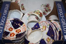 A BOX OF ASSORTED CHINA TO INCLUDE VICTORIA CHINA AND GORDY WELSH TYPE CHINA