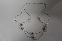 A STERLING SILVER BALL NECKLACE - APPROX WEIGHT 17.2G