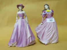 TWO COALPORT AGE OF ELEGANCE MATTE FINISH FIGURES, SUMMER BREEZE AND EVENING PROMENADE