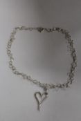 A STERLING SILVER HEART NECKLACE - APPROX WEIGHT 10.9G