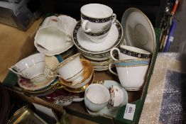 A COLLECTION OF ASSORTED CUPS AND SAUCERS ETC TO INCLUDE COALPORT, WEDGWOOD RUNNYMEDE ETC