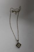 A SILVER MARCASITE PENDANT ON SILVER CHAIN - APPROX WEIGHT 7.6G