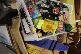 TWO BOXES OF HOUSEHOLD SUNDRIES TO INCLUDE LEGO TOYS