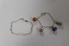 TWO MODERN SILVER CHILDRENS BRACELETS - APPROX WEIGHT 9.4G