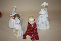 FOUR SMALL ROYAL DOULTON FIGURES SHARON HN3455, THIS LITTLE PIG HN1793, DADDIES GIRL HN3435 AND