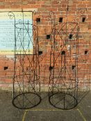 A PAIR OF CIRCULAR WROUGHT GARDEN OBELISKS / SWEET PEA PLANTERS H-182 CM (2)