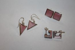 THREE PAIRS OF STERLING SILVER EARRINGS - APPROX WEIGHT 11.9G