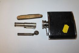 A HALLMARKED SILVER COMBINATION PROPELLING PENCIL PENKNIFE, TOGETHER WITH ANOTHER PENKNIFE,