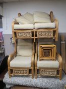 A MODERN 3 PIECE CONSERVATORY SUITE WITH NEST OF TABLES AND OCCASIONAL TALE