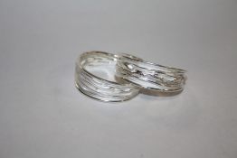 A PAIR OF STERLING SILVER HOOP EARRINGS - APPROX WEIGHT 18.8G