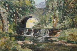TWO FRAMED IMPRESSIONIST OIL ON BOARD OF WOODED RIVER SCENES BY KEN JOHNSON