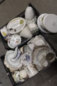 TWO TRAYS OF ASSORTED CERAMICS TO INCLUDE ROYAL WORCESTER EVESHAM DINNERWARE