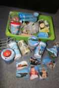 A BOX OF VINTAGE TOYS TO INCLUDE THUNDERBIRDS AND STING RAY EXAMPLES