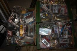 THREE TRAYS OF MARVEL, DC AND OTHER COMICS WITH DIE CAST FIGURES