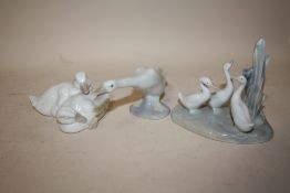 THREE LLADRO AND NAO DUCK FIGURES