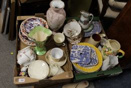 TWO TRAYS OF ASSORTED CERAMICS TO INCLUDE MASON'S, ROYAL DOULTON ETC