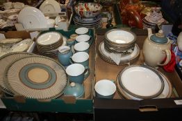 TWO TRAYS OF DENBY CHINA LUXOR PATTERN CHINA