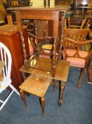 AN OAK BARLEYTWIST TABLE AND TWO SMALLER OCCASIONAL TABLES (3)