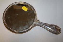 A HALLMARKED SILVER HAND MIRROR S/D