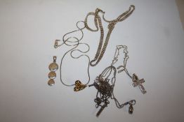 A BAG OF SILVER LADIES PENDANTS AND CHAINS ETC