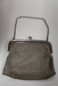 A LARGE VINTAGE HALLMARKED SILVER MESH PURSE