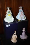 TWO BOXED ROYAL WORCESTER LADY FIGURES 'HANNAH' AND 'FIONA', TOGETHER WITH TWO MATT FINISH