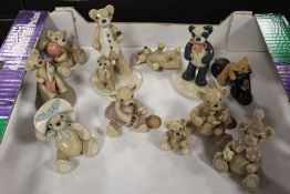 A SMALL TRAY OF JULIA FRANCIS POTTERY BEAR FIGURES ETC