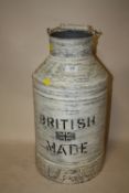 A MODERN REPRODUCTION BRITISH MADE MILK CHURN - HEIGHT 51CM