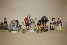 A COLLECTION OF STAFFORDSHIRE STYLE FIGURE GROUPS AND FIGURES TO INCLUDE A STAFFORDSHIRE STYLE