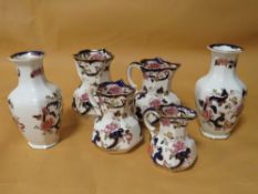 A SET OF FOUR MASONS MANDALAY GRADUATED JUGS TOGETHER WITH A PAIR OF MASONS MANDALAY VASES (6)