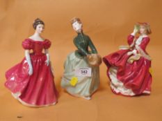 THREE ROYAL DOULTON LADY FIGURES GRACE HN2318, TOP O THE HILL HN1834 AND WINSOME HN2220