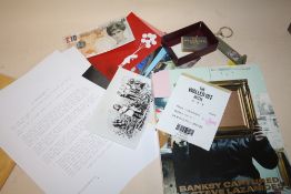 BANKSY INTEREST THE WALLED OFF HOTEL SOUVENIR KEY FOB AND WALLED OFF HOTEL BAR OF SOAP TOGETHER WITH