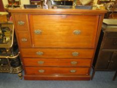A LARGE ANTIQUE MAHOGANY SECRETAIRE CHEST H-119 W-120 CM