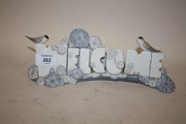 A NAO CERAMIC WELCOME SIGN - WIDTH 28CM