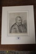AN EARLY PORTRAIT STUDY OF THE PHILOSOPHER FRIDERICUS PENDASIUS, pencil on paper, unsigned,
