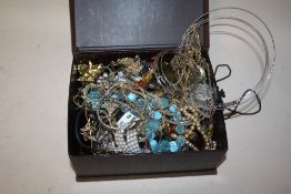 A BOX OF ASSORTED COSTUME JEWELLERY
