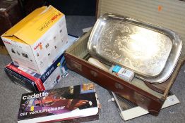 A QUANTITY OF ASSORTED SUNDRIES TO INCLUDE A LEATHER SUITCASE AND ORIGINAL BOXED CADETTE CAR
