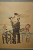 A FRAMED AND GLAZED WATERCOLOUR OF A WOMAN AND CHILD LOOKING OUT TO SEA SIGNED POITIMA LOWER RIGHT -