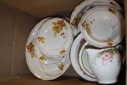 A BOX OF GRINDLEY CHINA CREAM PETAL CERAMICS ETC