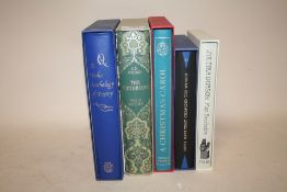 FIVE FOLIO SOCIETY BOOKS COMPRISING OF A CHRISTMAS CAROL, THE VICTORIANS, FIFTY DAYS THAT CHANGED