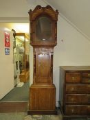 AN ANTIQUE OAK AND MAHOGANY LONGCASE CLOCK CASE - NO WORKINGS H-212CM