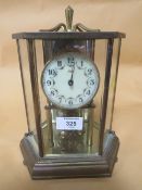 A VINTAGE GLASS CASED KUNDO MANTEL CLOCK