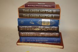 A COLLECTION OF FOLIO SOCIETY BOOKS COMPRISING OF THE GREEK MYTHS I & II, ROBERT LOUIS STEVENSON'S