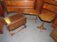THREE ASSORTED OAK OCCASIONAL TABLES