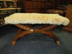 A DECORATIVE 'X' FRAME STOOL W-82 CM