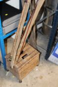 THREE FISHING RODS PLUS A WICKER BASKET