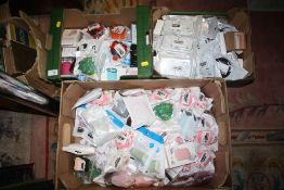 THREE TRAYS OF EARPHONES AND AIRPOD CASE COVERS